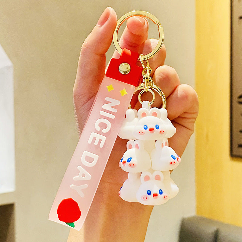 Wholesale Creative Cartoon Small Animals Jenga PVC Keychain